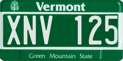VT license plate XNV125