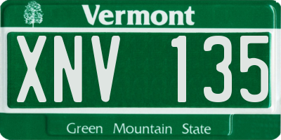 VT license plate XNV135