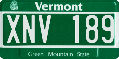 VT license plate XNV189