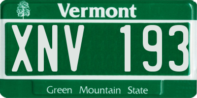 VT license plate XNV193