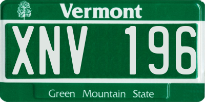 VT license plate XNV196