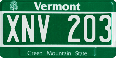 VT license plate XNV203