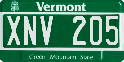 VT license plate XNV205