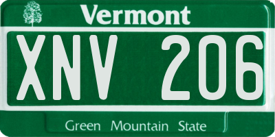 VT license plate XNV206