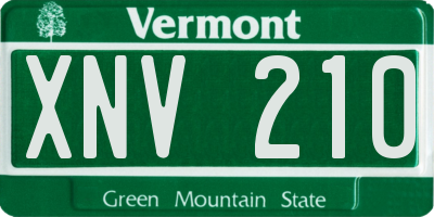 VT license plate XNV210