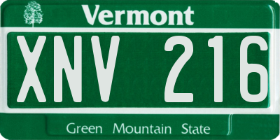 VT license plate XNV216