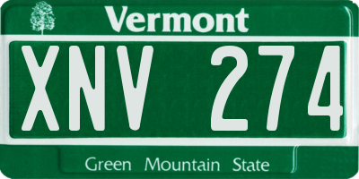 VT license plate XNV274