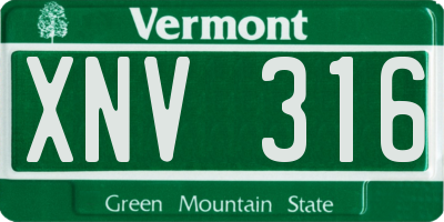 VT license plate XNV316