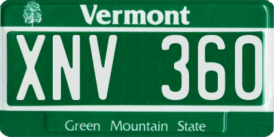 VT license plate XNV360