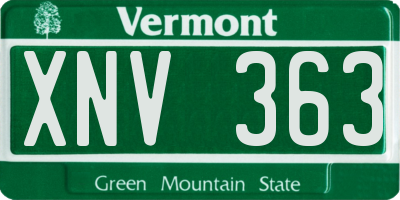 VT license plate XNV363