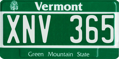 VT license plate XNV365