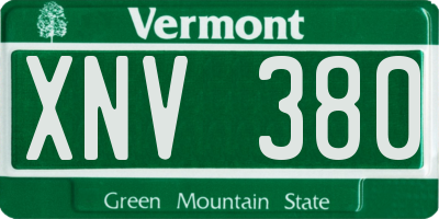 VT license plate XNV380