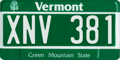 VT license plate XNV381