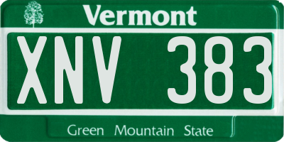 VT license plate XNV383