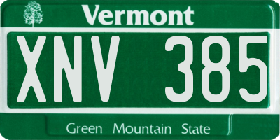 VT license plate XNV385