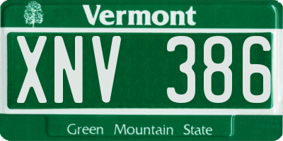VT license plate XNV386