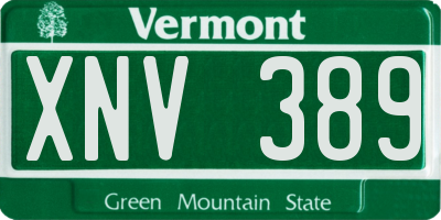 VT license plate XNV389
