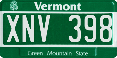 VT license plate XNV398