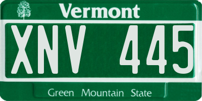 VT license plate XNV445