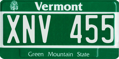 VT license plate XNV455
