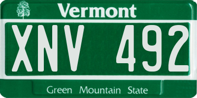 VT license plate XNV492