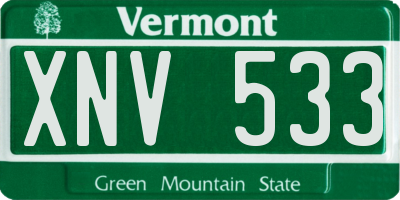 VT license plate XNV533