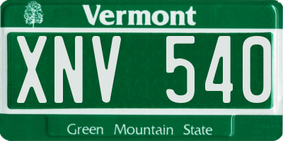 VT license plate XNV540