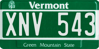 VT license plate XNV543