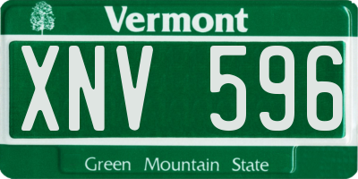 VT license plate XNV596