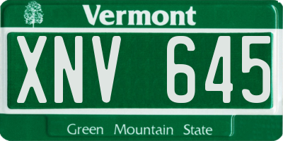 VT license plate XNV645