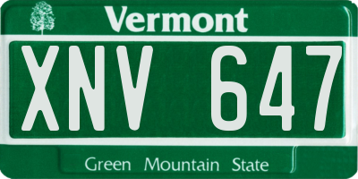 VT license plate XNV647