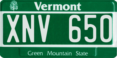 VT license plate XNV650