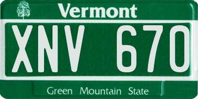 VT license plate XNV670