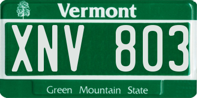 VT license plate XNV803