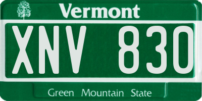 VT license plate XNV830