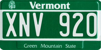 VT license plate XNV920