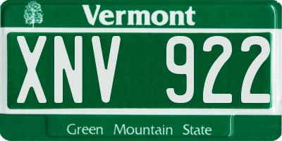 VT license plate XNV922