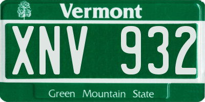 VT license plate XNV932