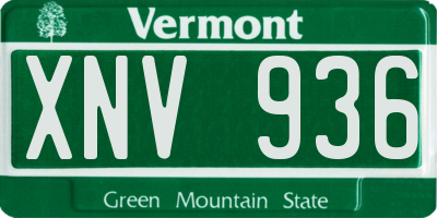VT license plate XNV936
