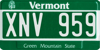 VT license plate XNV959
