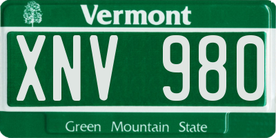 VT license plate XNV980