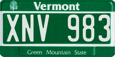VT license plate XNV983