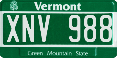 VT license plate XNV988