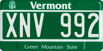VT license plate XNV992