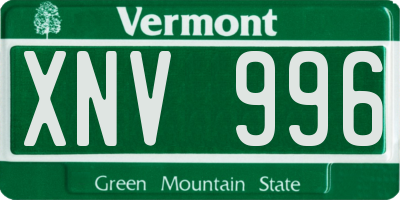 VT license plate XNV996
