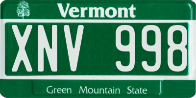 VT license plate XNV998
