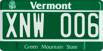 VT license plate XNW006