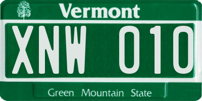 VT license plate XNW010