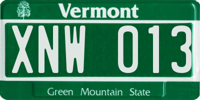 VT license plate XNW013