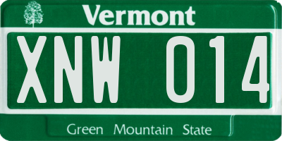 VT license plate XNW014